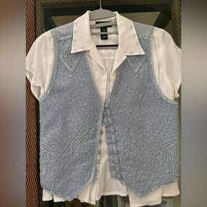 Lauren Ralph Lauren Linen Shirt Size 6 + Spencer Jenny beaded vest/waistcoat M
